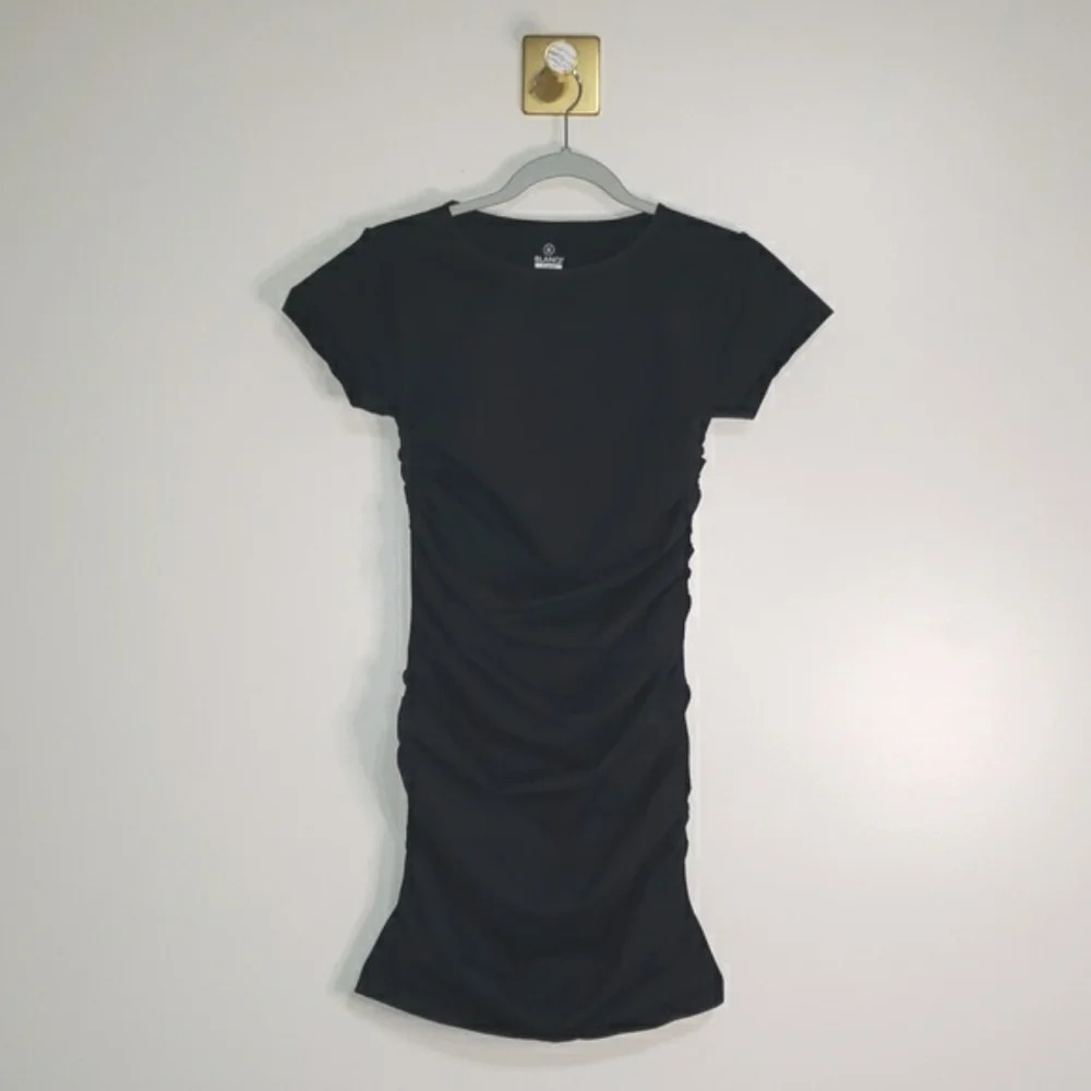 Blanqi Dress Maternity Short Sleeves Small / Medium Black Bodycon Stretchy Comfy